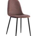 Lot 4 Chaises Salle à Manger Scandinave Alvéole Velours Moka Pieds Métal Noir