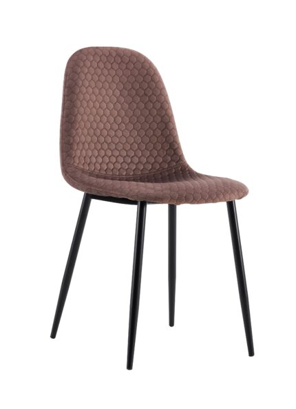 Lot 4 Chaises Salle à Manger Scandinave Alvéole Velours Moka Pieds Métal Noir