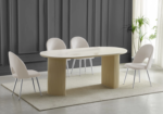 Lot de Chaises Terra Argentées Beiges Pieds Travertin Beige
