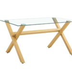 Table à Manger IXE Bois XXL Plateau Verre Transparent 180x90 cm