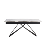 Table Repas Extensible Garcia Marbre Blanc Métal Noir 160/200x90x75 cm