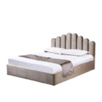 Lit Coffre Doha Velours Moka 140x190 cm 2 Places Sommier Intégré