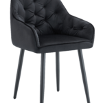 Lot 2 Chaises Salle à Manger Jade Accoudoirs Velours Noir Pieds Métal Noir 53,5x53x84cm