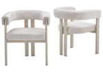 Chaise Arrondie Livo Velours Taupe Pied Travertin Vert