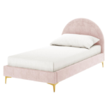Lit Enfant Boudoir Tissu Rose 90x190 cm Sommier Inclus