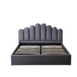 Lit Coffre Doha Tissu Gris 160x200 cm 2 Places Sommier Intégré