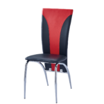 Lot 2 Chaises Salle à Manger Similicuir Noir Rouge Pieds Chrome – DUNA