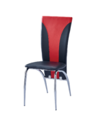 Lot 2 Chaises Salle à Manger Similicuir Noir Rouge Pieds Chrome – DUNA