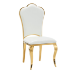 Lot 4 Chaises Salle à Manger Sakura Prestige Simili Cuir Blanc Pieds Gold 61x48x107cm