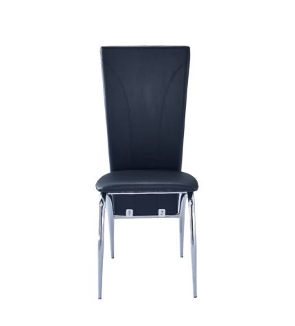 Lot 2 Chaises Salle à Manger Similicuir Noir Pieds Chrome – DUNA