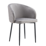 Lot 2 Chaises Salle à Manger Carlita Accoudoirs Velours Gris Pieds Gold 44,5x50x80cm