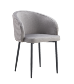 Lot 2 Chaises Salle à Manger Carlita Accoudoirs Velours Gris Pieds Gold 44,5x50x80cm