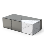 Table Basse Alpha Miroir Gris Marbre 120x60x36 cm