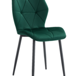 Lot 4 Chaises Salle à Manger Coquillage Velours Vert Sapin Pieds Métal Noir 46x58,5x87cm