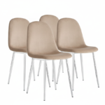 Lot de 4 Chaises Scandinaves Velours Taupe Pieds Chrome 43,5x40x87cm