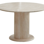 Table à Manger Ronde Inaya Travertin Vert Pied Central