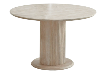Table à Manger Ronde Inaya Travertin Vert Pied Central