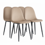 Lot de 4 chaises scandinaves velours taupe pieds métal noir 43,5x40x87cm
