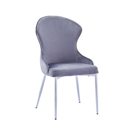 Lot de 2 Chaises Hilton Velours Anthracite Pieds Chrome