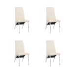Lot de 4 Chaises Fate Velours Beige Pieds Chrome