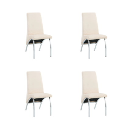 Lot de 4 Chaises Fate Velours Beige Pieds Chrome