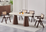 Ensemble Table Chaises Monza Noyer Cannage Vert