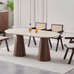 Ensemble Table Chaises Monza Noyer Cannage Vert
