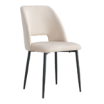 Lot de 4 chaises AVA Métal noir Velours - Beige