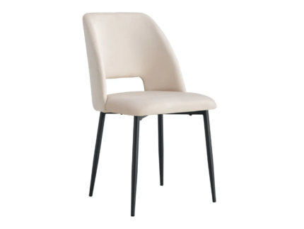 Lot de 4 chaises AVA Métal noir Velours - Beige