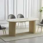 Chaise Terra Travertin Beige Pieds Dorés Grise