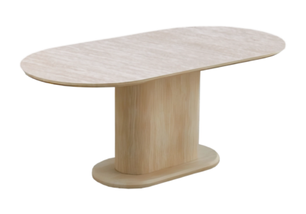 Table à Manger Ovale Inaya Travertin Vert Scandinave