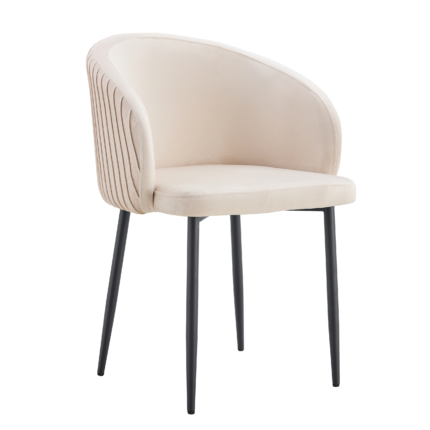 Lot 2 Chaises Salle à Manger Carlita Accoudoirs Velours Beige Pieds Gold 44,5x50x80cm
