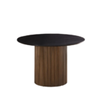 Table à Manger Ronde Baieta MDF Noir & Doré 120x75 cm
