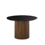 Table à Manger Ronde Baieta MDF Noir & Doré 120x75 cm