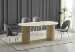 Chaise Terra Travertin Beige Pieds Argentés Grise