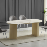 Chaise Terra Travertin Beige Pieds Argentés Grise