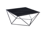 Table Basse Alina Verre Trempé Marbré Noir Pieds Chrome 80x80x45 cm