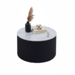 Table Basse Valmy Céramique Marbré Blanc Pieds Métal Noir D90xH45 cm