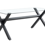 Table à Manger IXE Structure Métal Plateau Verre Transparent 150x90 cm