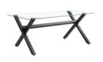 Table à Manger IXE Structure Métal Plateau Verre Transparent 150x90 cm