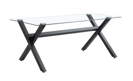 Table à Manger IXE Structure Métal Plateau Verre Transparent 150x90 cm