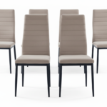 Lot 6 chaises velours taupe pieds métal noir 52x45x90 cm TOLIA