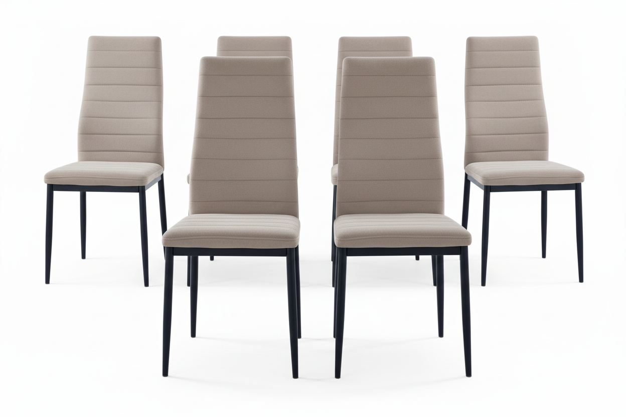 0 928.png Lot 6 chaises velours taupe pieds métal noir 52x45x90 cm TOLIA