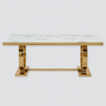 Table Basse Omega Verre Plateau Doré 120x70 cm