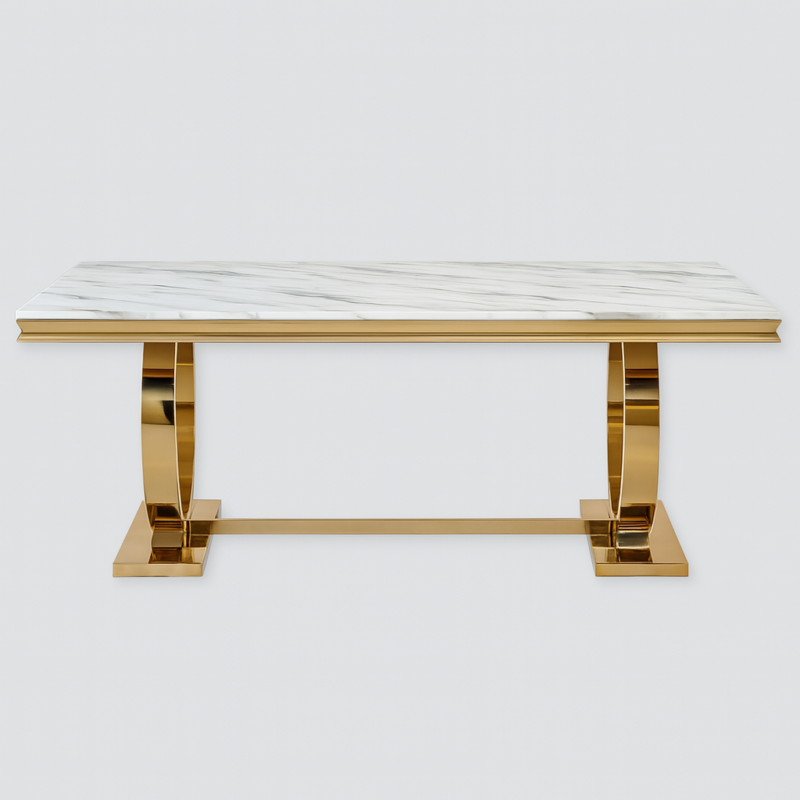 Table Basse Omega Verre Plateau Doré 120x70 cm