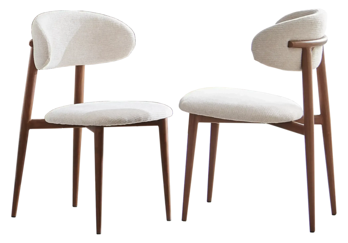 Lot de 4 Chaises Terra Enveloppantes Noyer Beige