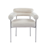 Lot de 2 Chaises Bulle Velours Beige Pieds Chrome 72x60x77 cm