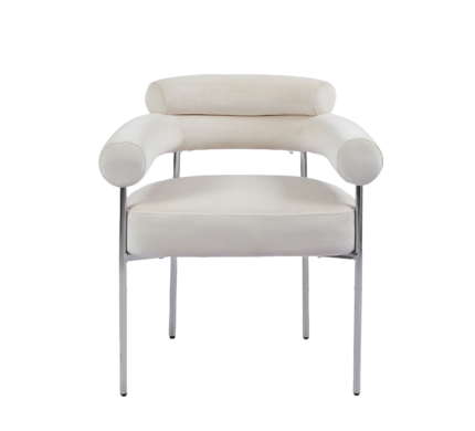 Lot de 2 Chaises Bulle Velours Beige Pieds Chrome 72x60x77 cm