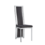 Lot 6 Chaises Salle à Manger Dana Velours Noir Contour Chrome 56x43x99cm