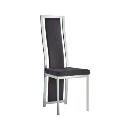 Lot 6 Chaises Salle à Manger Dana Velours Noir Contour Chrome 56x43x99cm
